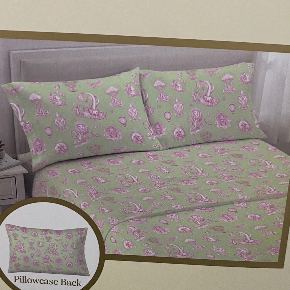 Wicked x Katie Kime Full Sheet Set Glinda Pink Green Toile NIP Target - Picture 8 of 8